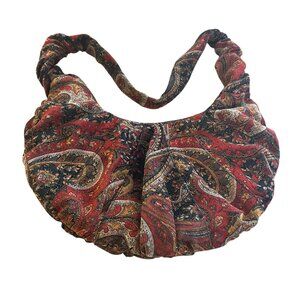 Vintage 90's Gypsy Witchy Boho Slouch Glitter Velour Paisley Bag Tapestry Small